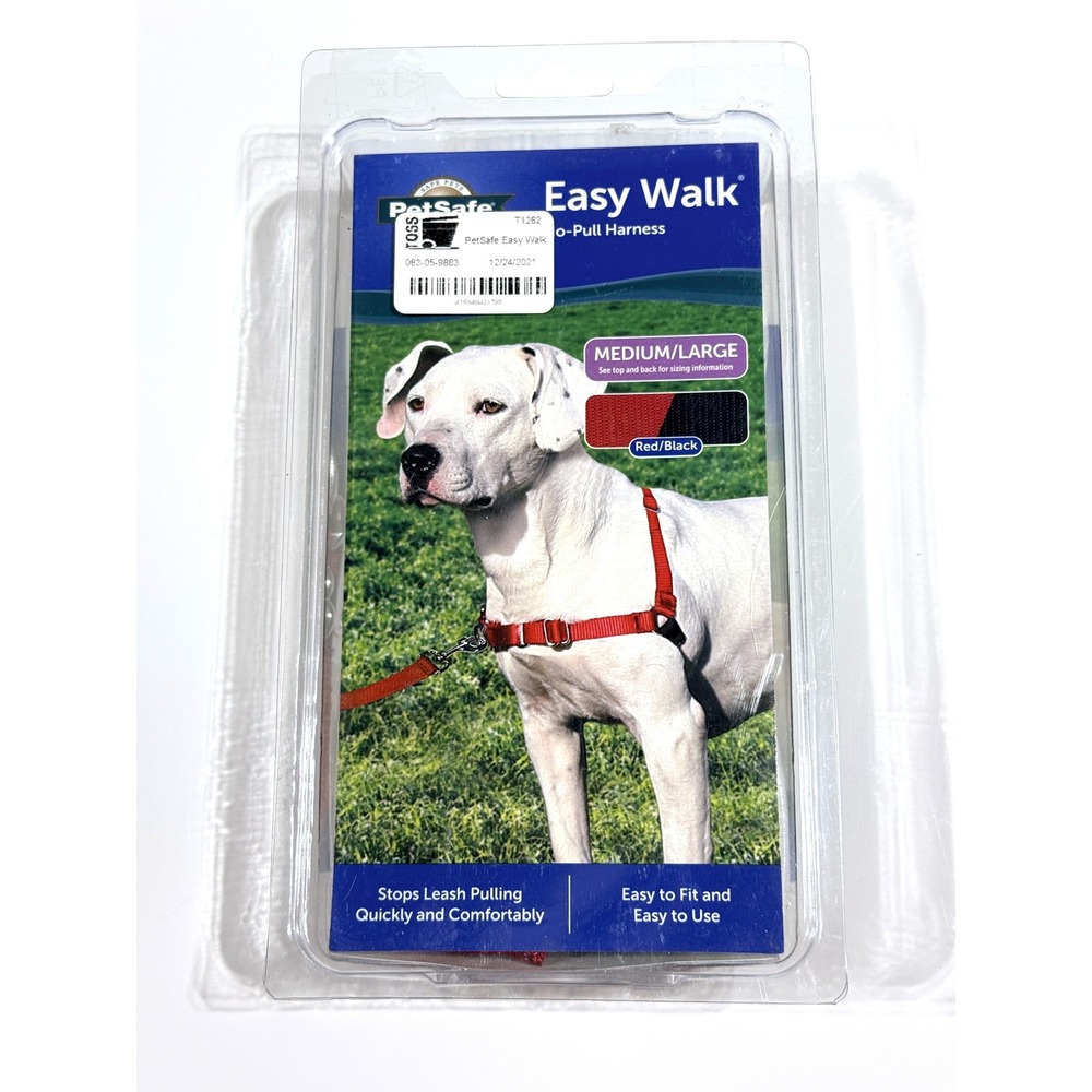 PETSAFE Easy Walk Dog Harness - Red Black No-Pull - Medium/Large - NEW